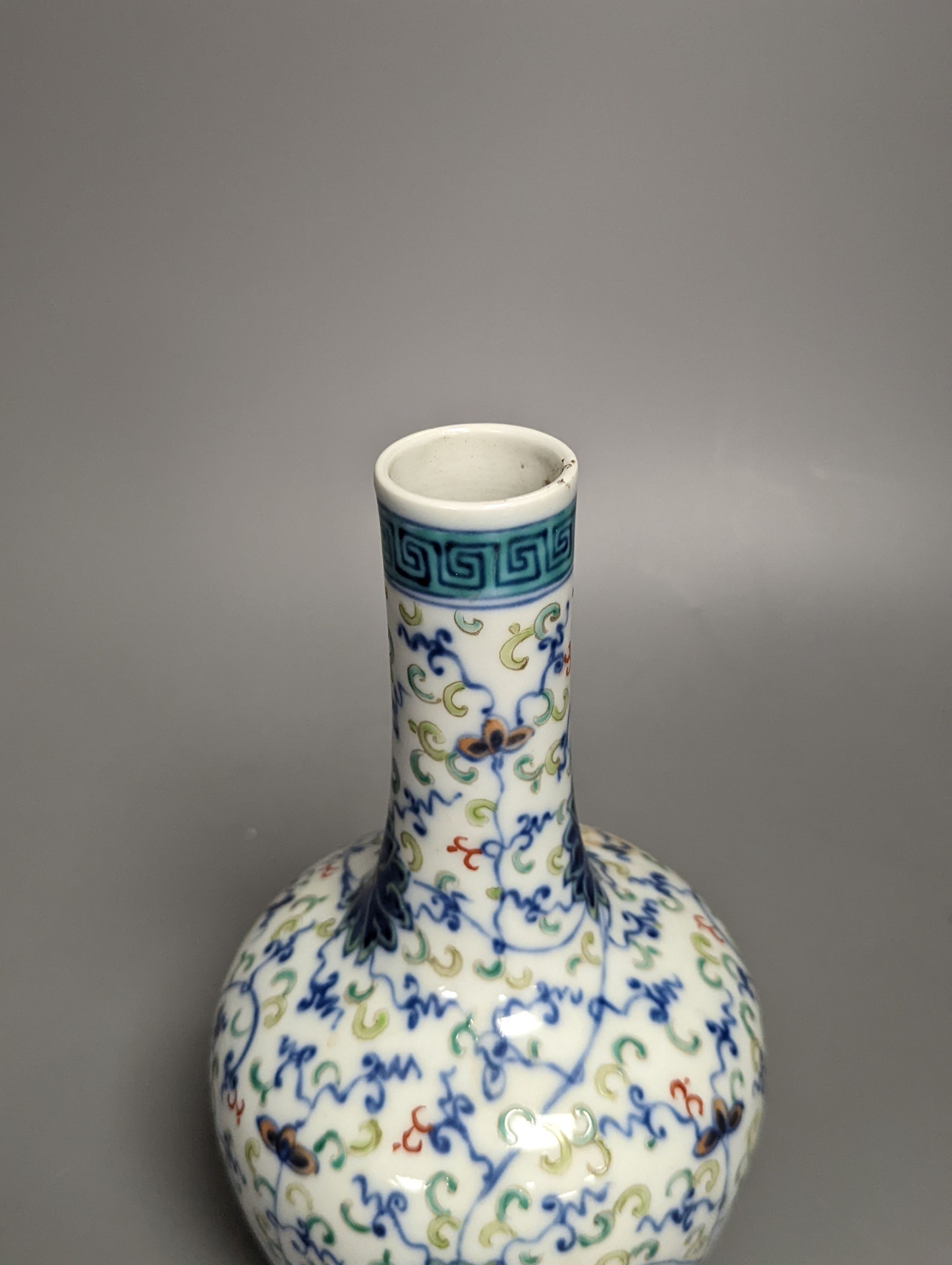 A Chinese doucai bottle vase, height 20cm